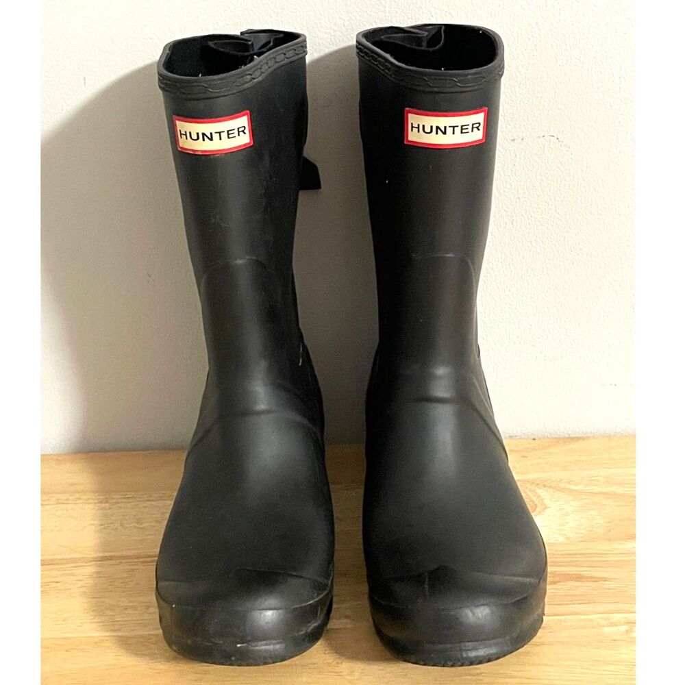 Hunter Original Short Black Rubber Rain Boots Women's Size 9 Wellies